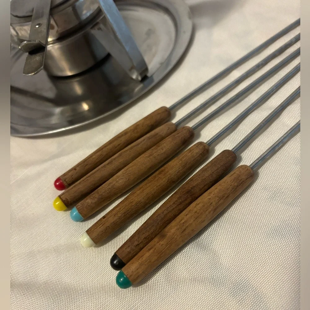 Vintage MCM Complete Fondue Set 11 Pieces by Monarch Steel Japan